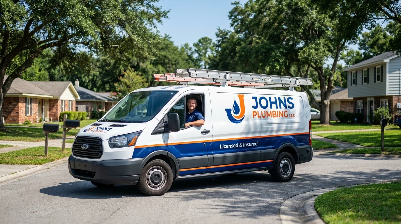 Johns Plumbing LLC service van in Harrisburg, IL